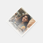 2025 ブラック スクリプト フォト 卒業パーティー スタンダードカクテルナプキン (角)