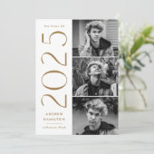 2025 モダン真鍮3写真卒業パーティー 招待状 (スタンド正面)