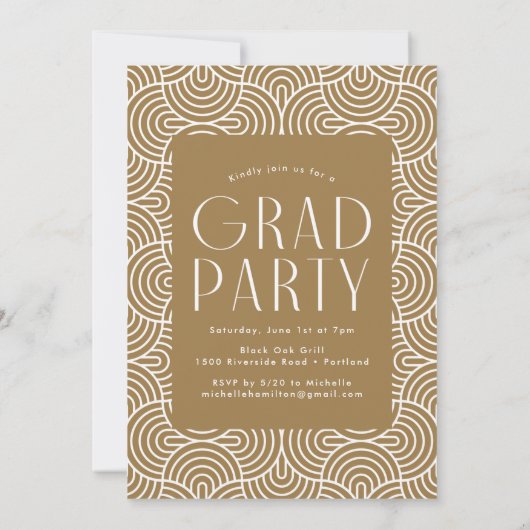 2025 モダン真鍮3写真卒業パーティー 招待状 (裏面)