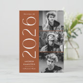 2025 モダン Rust 3写真卒業パーティー 招待状 (スタンド正面)