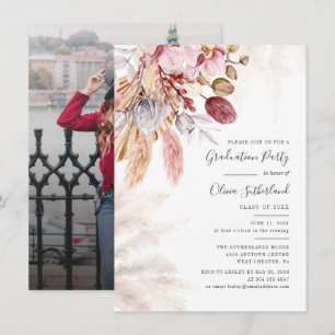 2025 卒業式 フォト パンパス グラス 卒業パーティー 招待状