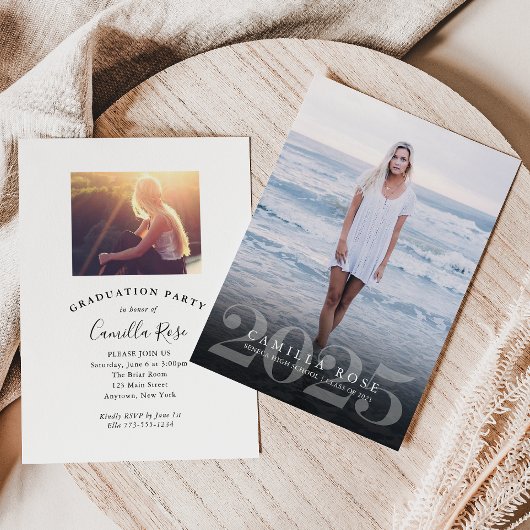 2025 卒業式 フォト 招待状 エレガント