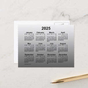 2025 年のミニ カレンダー 白 Janz ポストカード