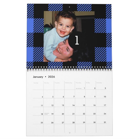 2025 12自分の写真カレンダー水牛チェック カレンダー (1月 2026)