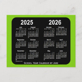 2025-2026イエローグリーンネオンスクールカレンダーbyヤンツ ポストカード