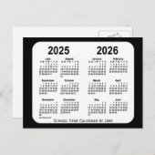 2025-2026ジャンスによる白黒の学校カレンダー ポストカード (正面/裏面)