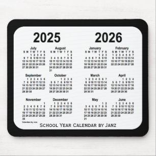 2025-2026ジャンスによる白黒の学校カレンダー マウスパッド