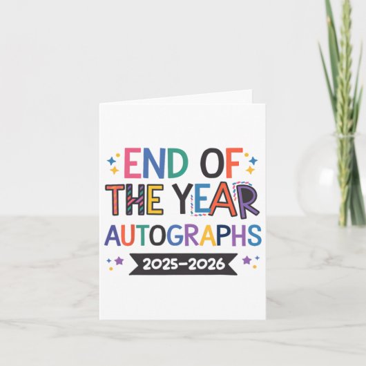 2025-2026年度の終わりのサイン　学校の最後の日 カード (正面)