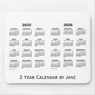 2025-2026白Janzのマウスパッドによる2年のカレンダー マウスパッド