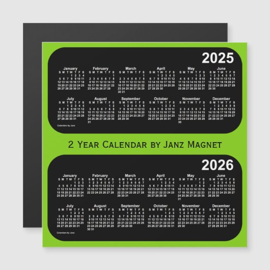 2025-2026黄緑2年暦（2年）（Janz別） (正面/裏面)