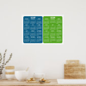 2025 2026 カレンダー - シンプル ミニマル 2年間 ポスター (キッチン)