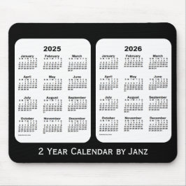 2025-2026 Black and White 2 Year Calendar by Janz マウスパッド