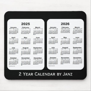 2025-2026 Black and White 2 Year Calendar by Janz マウスパッド