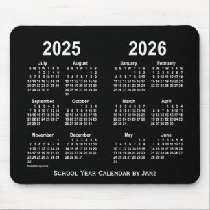 2025-2026 Janz著ネオン白い学校のカレンダー マウスパッド