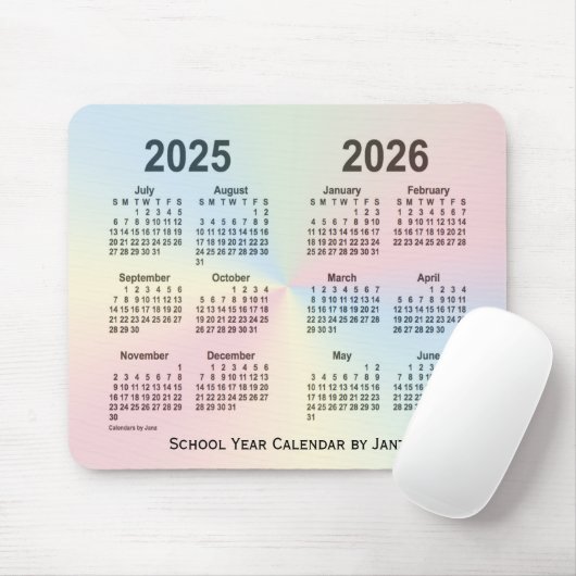 2025-2026 Rainbow Cloud School Calendar by Janz マウスパッド (マウス)