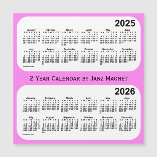 2025-2026 Violet 2年カレンダーby Janz Magnet (正面)