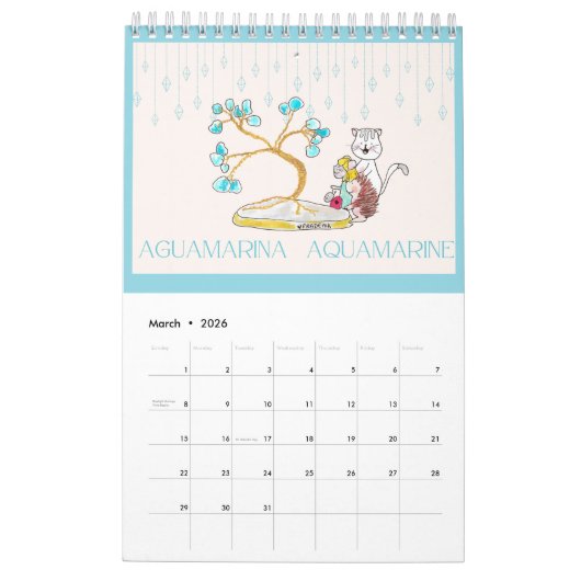 2025 BirthStone Calendario カレンダー (3月 2026)