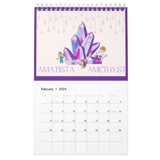 2025 BirthStone Calendario カレンダー (2月 2026)