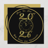 2025 Black Gold New Years Party Invitation セーブザデート (正面/裏面)