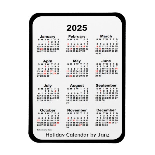 2025 Black Holiday Calendar by Janz Magnet マグネット (縦)
