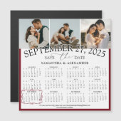 2025 Burgundy Red 3フォトカレンダー日付を保存 (正面/裏面)