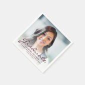 2025 Burgundy Script写真卒業パーティー スタンダードカクテルナプキン (角)