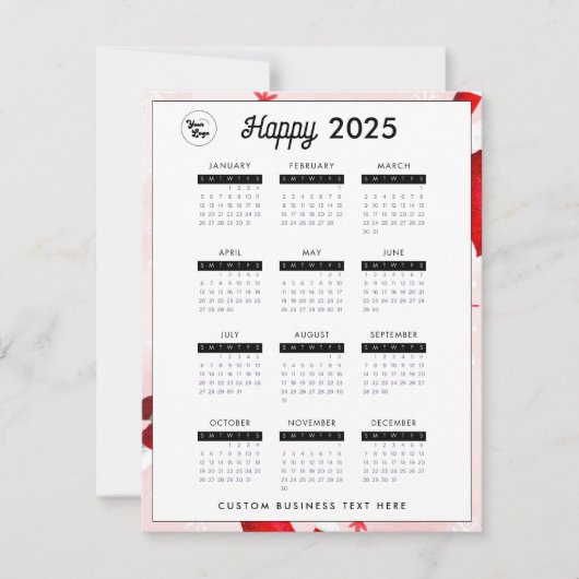 2025 Business Logoカレンダー会社フェスティバル赤 シーズンカード (正面)