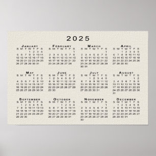 2025 Calendar on Canvasテクスチフェイクャテンプレート ポスター