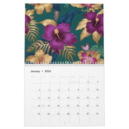 2025 Calendar tropical カレンダー (1月 2026)