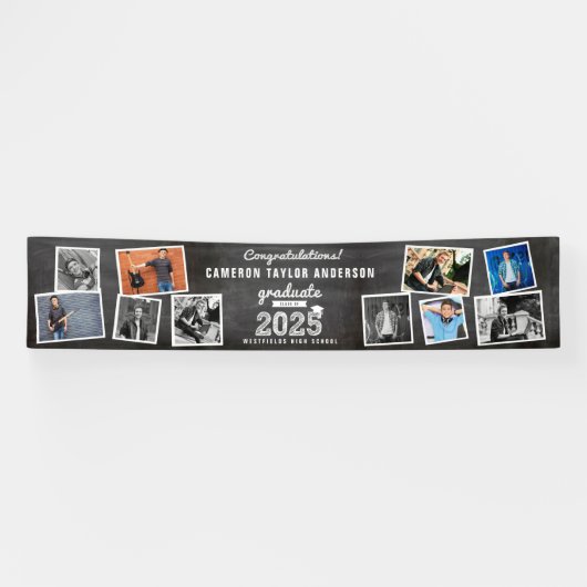 2025 Chalkboard Sketch 10写真卒業パーティー 横断幕 (横)