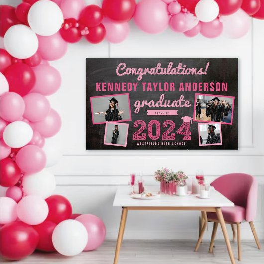 2025 Chalkboard Sketch 4写真卒業パーティー 横断幕