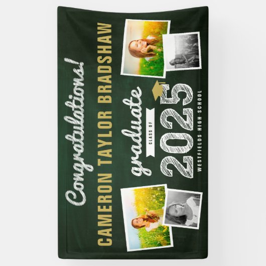 2025 Chalkboard Sketch 4写真卒業パーティー 横断幕 (縦)