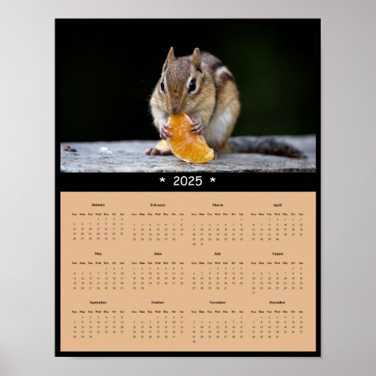 2025 Chipmunk Wall Calendarポスター ポスター (正面)