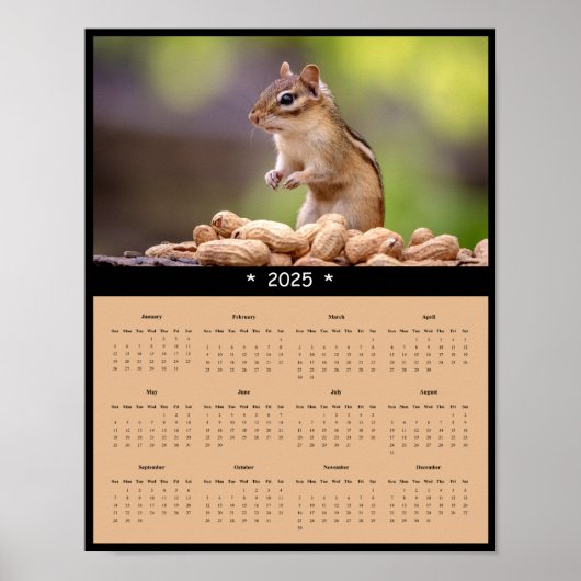 2025 Chipmunk Wall Calendarポスター ポスター (正面)