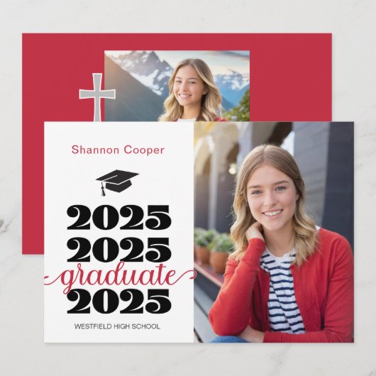 2025 Christian Red Graduation写真発表 案内状 (正面/裏面)