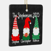 2025 Christmas Gnomes Cute Family 3 Kids Holiday  セラミックオーナメント (右)
