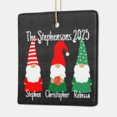 2025 Christmas Gnomes Cute Family 3 Kids Holiday  セラミックオーナメント (左)