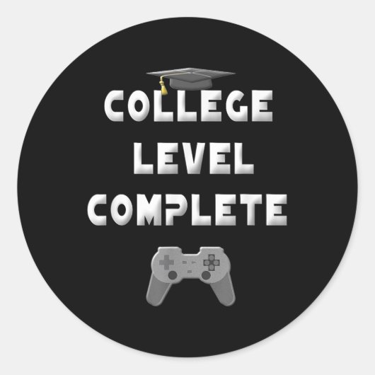 2025 College Level Complete おもしろい Video Gamer Grad ラウンドシール (正面)