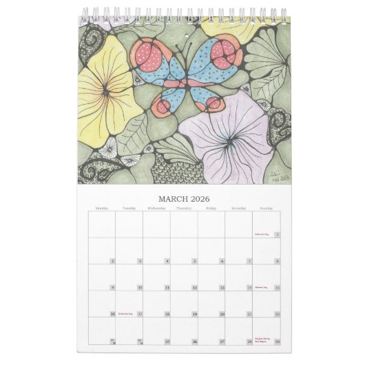 2025 Doodles Calendar カレンダー (3月 2026)