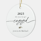 2025 Engaged Ornament | Modern Photo Keepsake セラミックオーナメント (左)