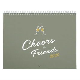 2025 Friends写真モダンコラージュ月ミニマル数 カレンダー