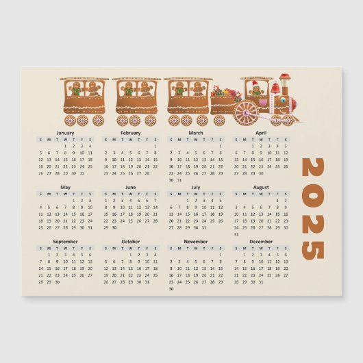 2025 Gingerbread列車カレンダー磁気カード (正面)