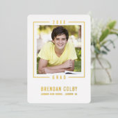 2025 GRADフォトフレームモダンブルー王室の金ゴールド 箔招待状 (立ち正面)