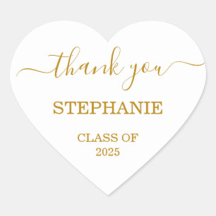 2025 Graduation Thank You金ゴールドスクリプト ハートシール