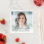 2025 Green Script写真卒業パーティー スタンダードカクテルナプキン (インサイチュ)