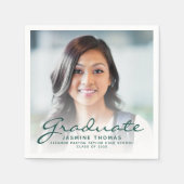 2025 Green Script写真卒業パーティー スタンダードカクテルナプキン (正面)