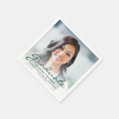 2025 Green Script写真卒業パーティー スタンダードカクテルナプキン (角)