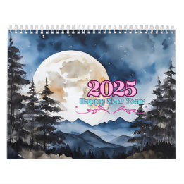 2025 Happy New Year Calendar 12フルカラーアートワーク カレンダー
