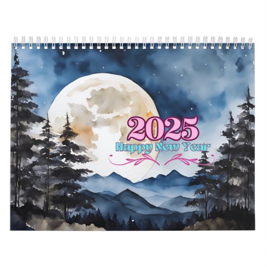 2025 Happy New Year Calendar 12フルカラーアートワーク カレンダー (カバー)
