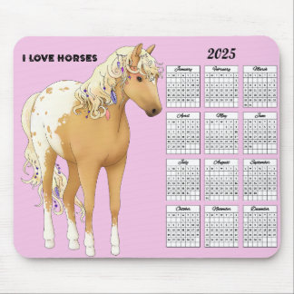 2025 I Love Horses Calendar マウスパッド